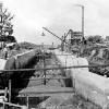 The first of two locks under construction on the original St. Lucie River canal. The lock was opened to boat traffic around 1921.